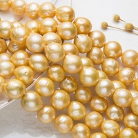 Collier en perles fraîches jaunes, grandes perles, vert, jaune, près du corps, forme edison, culture, jaune, 12-14mm