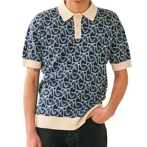 Polo de punto para hombre, Jersey de punto de color contrastante con costura, camisetas de negocios de verano