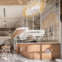 Comptoir de présentation en bois sur mesure pour café, vitrine à desserts en verre, vitrine de boulangerie à LED pour la décoration intérieure de café