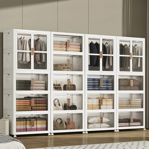 Contenedor Plegable placard organisateur garde-robe vêtements Extra surdimensionné pliable étagères de rangement boîte - Product Image 1