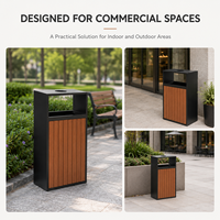 Poubelle extérieure en métal et bois composite avec cendrier en acier inoxydable, armoire à déchets verrouillable pour usage commercial