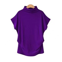T-shirt sportif court à col montant et manches courtes pour femmes grandes tailles, style européen et américain, transfrontalier