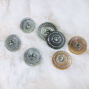 Bottoni in Metallo con Zirconi Lucidi a Forma di Fiore, Bottoni Decorativi in Lega con Strass, Argento e Oro - Product Image 5