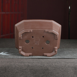 Pot à bonsaï d'intérieur classique en argile violette Yixing fait main avec motif sculpté à la main, écologique, durable, léger, avec trou de drainage - Product Image 4