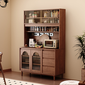 Buffet/Credenza Moderne Nordique Personnalisable Écologique avec Porte en Verre Arqué et Placage <span class=keywords><strong>Bois</strong></span> pour <span class=keywords><strong>Salle</strong></span> à Manger, Salon et Chambre - Product Image 5