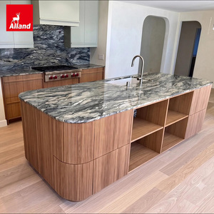 Gabinete de Cocina Alland Rift de Madera Maciza de Roble Blanco Aserrado con Chapa de Madera Gruesa Estilo Japandi, Apto <span class=keywords><strong>para</strong></span> Microondas y <span class=keywords><strong>Horno</strong></span> Tostador, con Cajones - Product Image 2