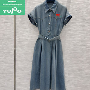 Droma Inspired Designer Denim Casual High End Luxury Women Dress for Party with Sashes - Product Image 1