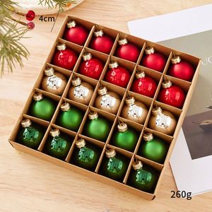 Juego de 25 Adornos Navideños Electrochapados de 4 cm, Adornos Colgantes de Cristal Brillante para Árbol, Caja de Regalo, Decoración Navideña para el Hogar, Personalización OEM - Product Image 1
