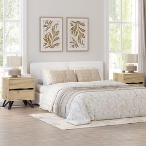 Ensemble de 2 tables de chevet, tables de nuit industrielles modernes avec 2 tiroirs, armoire de rangement en chêne naturel avec pieds en métal noir - Product Image 5
