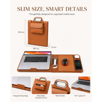 EPDA Awards Housse pour ordinateur portable en cuir premium imperméable avec charge sans fil 15W pour téléphone Type-C Housse pour ordinateur portable
