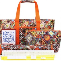 Nouvel ensemble de trois pièces transfrontalier : Sac de rangement pliable en polyester grande capacité pour Mahjong, fourre-tout de voyage moderne et minimaliste