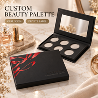 Boîte de palette de beauté professionnelle en carton rigide avec miroir, six compartiments, emballage cosmétique pour maquillage