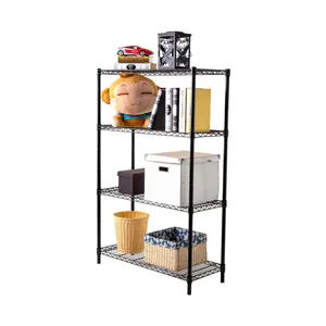 AMJ 4 Tier Steel Powder Revestido Preto Armazenamento Wire Rack Shelving Unidade Para Uso Doméstico