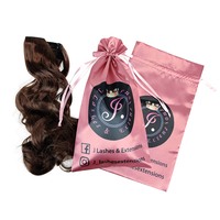 Grand sac de lingerie en satin à cordon personnalisé en soie noire recyclable avec logo personnalisé pour promotion