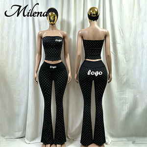 Set Estivo Casual Due Pezzi Y2K: Top a Tubo e Pantaloni Svasati con Stampa Digitale, Vestibilità Slim, con Fascia per Capelli - Product Image 2