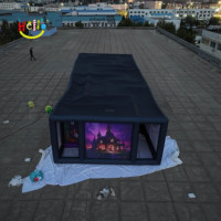 Maison de chasse noire pour Halloween Grand labyrinthe d'horreur gonflable labyrinthe hanté