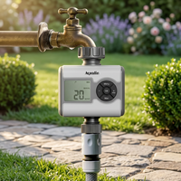Programmateur d'arrosage manuel et automatique avec écran LCD, contrôleur d'irrigation à 3 programmes avec vanne à boisseau sphérique, fonction de report de pluie pour tuyau d'arrosage extérieur