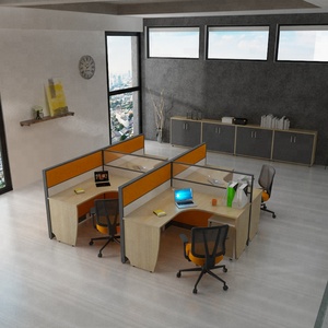 Modern 4 Seats Office Glass Partition, Modern Design Office Partition Table - Product Image 4