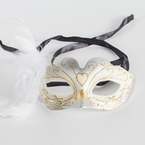 Baige all'ingrosso bambini veneziano maschera per occhi con fiore di piuma di carnevale di Halloween maschera per feste mascherate per bambini - Product Image 5