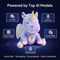 Peluche Licorne Interactive Intelligente Personnalisée avec Commande Vocale IA, Animal en Peluche Parlant Multilingue avec Contrôle par Application