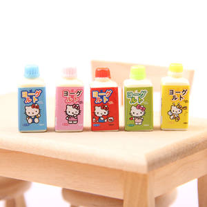 Kawaii dibujos animados resina Kt gato simular botella de yogur lindo gatito 3D botella de leche adornos Diy accesorios caja de teléfono basura Decoración - Product Image 1