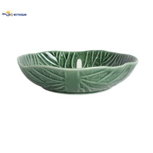 Vaisselle en céramique jetable à motif de choux verts, vente en gros directe <span class=keywords><strong>d</strong></span>'usine à <span class=keywords><strong>prix</strong></span> abordable, ensemble de 4 pièces : assiettes et bols en forme de pétales - Product Image 5
