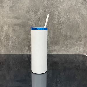 Gobelets isothermes droits en acier inoxydable plaqué bleu avec revêtement en poudre de 20 oz, fabriqués aux États-Unis, pour gravure au laser - Product Image 2