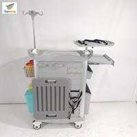 Chariot d'urgence médical silencieux, durable et léger avec roulettes, chariot d'hôpital en plastique pour soins infirmiers, 5 tiroirs, poteau IV, défibrillateur