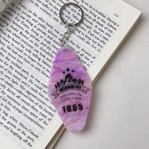 Porte-clés en forme de losange de la série Colorful, accessoire haut de gamme en acrylique à motif de plaque d'immatriculation pour sac - Product Image 3