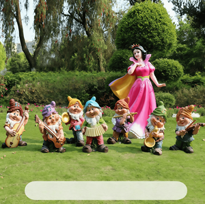 屋外大型グラスファイバー樹脂製漫画アニメ白雪姫七人の小人彫刻 - Product Image 6