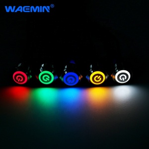 IP65 saklar tombol tekan logam bercahaya Level tahan air 16mm kepala tinggi mengunci sendiri dengan saklar tombol tekan cahaya hijau daya - Product Image 2