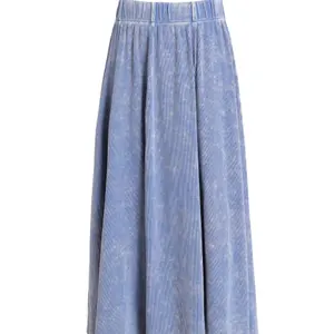 Ücretsiz örnek yüksek kalite yeni moda stil kadın elbiseler uzun etekler Casual özel tasarım mavi elbise
