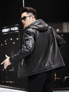 Giacca <span class=keywords><strong>da</strong></span> <span class=keywords><strong>Uomo</strong></span> in Pelle di Capra con Fodera in <span class=keywords><strong>Visone</strong></span>, Cappuccio, Nera, Invernale, Interno in Vera Pelliccia, Vendita all'Ingrosso - Product Image 3