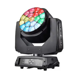 RGBW Equipo de iluminación de escenario con cabezal móvil Cuatro en Uno 19X15 Watt LED Zoom Stage Wash Light para eventos