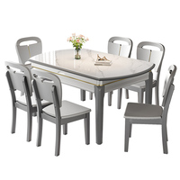 Table à manger en pierre de luxe léger, style moderne minimaliste nordique, extensible et pliable, en bois massif, réglable