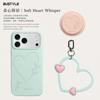 Ensemble cadeau promotionnel, coque de téléphone en silicone liquide, support magnétique et cordon en forme de cœur, logo personnalisé, cadeau d'entreprise, vert menthe