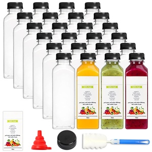 Bouteille carrée en plastique PET pour jus 150ml 350ml 500ml avec bouchon à vis pour tasses à bubble tea, lait, boissons énergisantes - Product Image 1