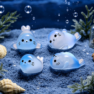 หินเรซิ่นเรืองแสงรูปสัตว์น่ารักขนาดจิ๋ว สำหรับตกแต่ง DIY ของประดับตกแต่ง ของเล่นสัตว์น้ำขนาดเล็ก ของตกแต่งแบบสุ่ม - Product Image 1