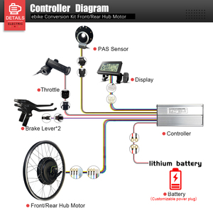 <span class=keywords><strong>Kit</strong></span> de Conversión de Bicicleta Eléctrica de 52V 2000W, Motor Trasero sin Escobillas y sin Engranajes para Bicicletas Eléctricas de 20/26/27.5/29 Pulgadas - Product Image 5