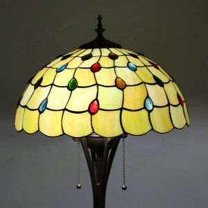LongHuiJing 16-Inch Traditional Vintage Tiffany Style Handmade Stained Glass 2 Light LED Resin <b>Base</b> Floor <b>Lamp</b> Home Decor - Product Image 4
