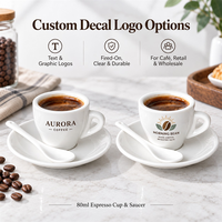 Ensemble tasse à espresso, soucoupe et cuillère en porcelaine Kingze style européen 80 ml, logo personnalisé, tasse à café pour café, hôtel