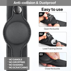 Collier AirTag en PU pour animaux de compagnie avec boucle de fermeture, anti-perte, positionnable et réglable pour chiens de petite/moyenne taille, toutes saisons - Product Image 4