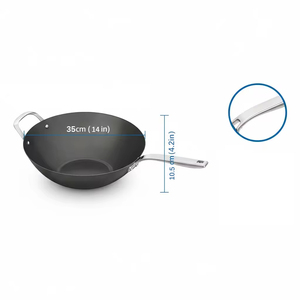 Factory Exclusive Design Seasoned Carbon Steel 14-Inch/35 cm <strong>Wok</strong> Pan Naturally <strong>Non</strong> <strong>Stick</strong> Pans Skillets Induction Compatible - Product Image 3