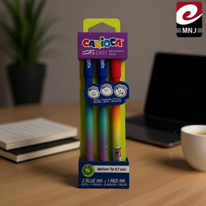 Carioca Erasable Pens 3 Pack Medium Tip 0.7 Mm Blue Red Ink Writing Correction Supplies - Product Image 3