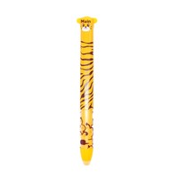 Stylo effaçable en bambou bicolore à pression latérale avec motif d'animaux de dessin animé (tigre, abeille, oreilles) pour le bureau et l'école