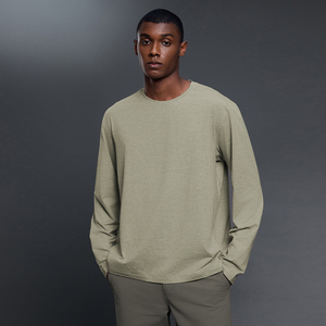 T-shirt à manches longues pour <span class=keywords><strong>homme</strong></span>, col rond, couleur unie, personnalisé, fin, respirant, coupe ample, décontracté, sous-vêtement de sport, vêtements pour <span class=keywords><strong>homme</strong></span> - Product Image 1