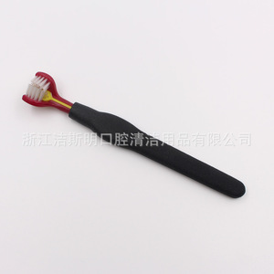 Custom Colored 3 Head Nylon Bristles <b>Pet</b> Toothbrush Soft Rubber Handle For General Use - Product Image 1