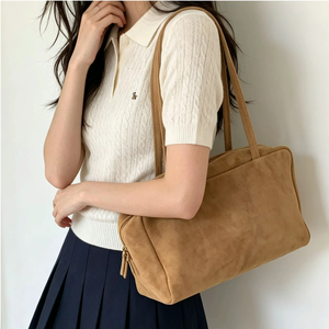 Phong Cách Châu Âu Da Bò Nubuck Túi Xách Nữ Boston Túi Retro Da Thật Chính Hãng Da Nữ Đeo Vai Túi Da Lộn - Product Image 5