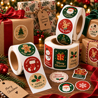 Autocollants cadeaux de Noël personnalisés de luxe, design Père Noël, renne, bonhomme de neige, étiquettes autocollantes pour emballages cadeaux de fêtes