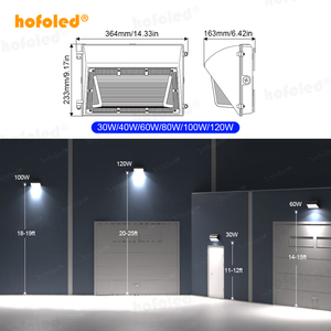 Luminaires muraux intelligents à haute tension AC100-277V, boîtier en aluminium, plusieurs températures de couleur réglables, IP65, 60-120W - Product Image 5